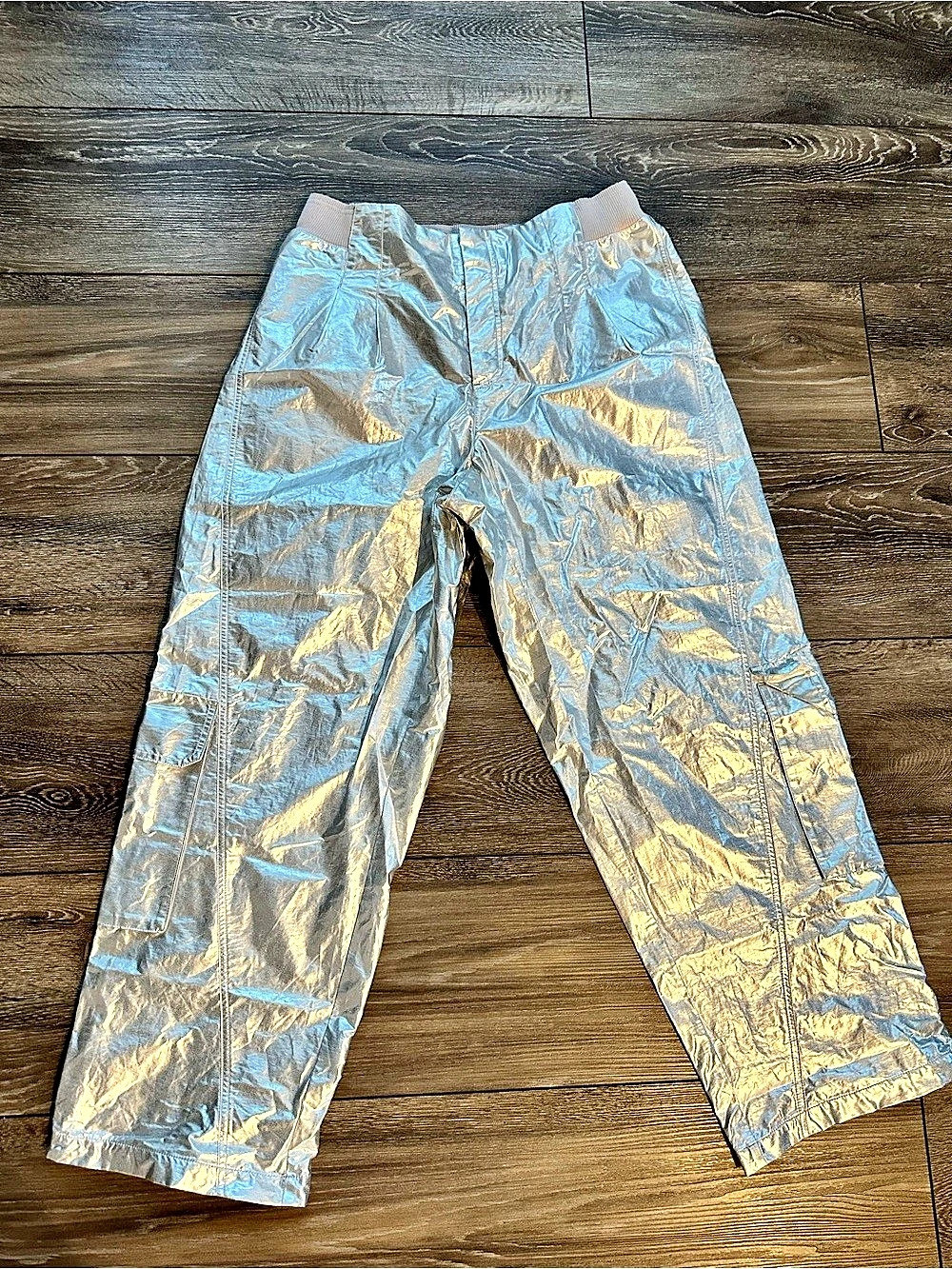 Free People FP Movement Mesmerize Me Shine Cargo Pants – Silver/ woman’s XL
